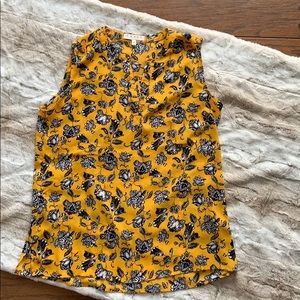 CHAUS Blouse Golden color with Black/White Flowers